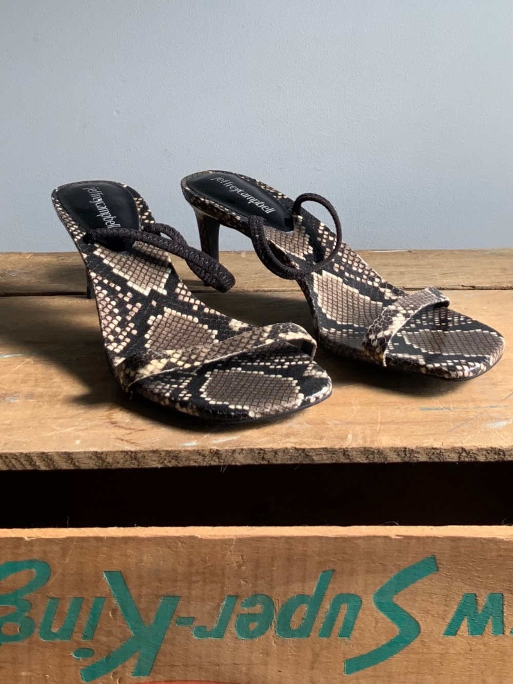 Jeffrey Campbell snakeskin stiletto sandals - Size 8.5
